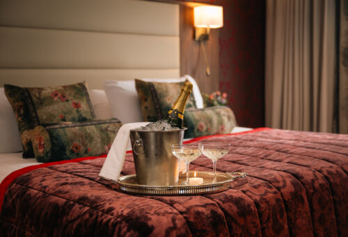 Classic Double Room Champange on bed. Upgrade 2 - Sligo Southern Hotel